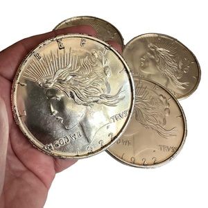 Peace Dollar Faux Silver Coasters Vintage